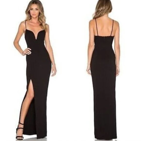 n/ Nicholas | Ponti V Wire Maxi Gown Cocktail Dress in Black | Size	6* - Picture 1 of 10